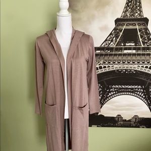NWT Cyrus Hooded Beige/Taupe Duster Cardigan XS